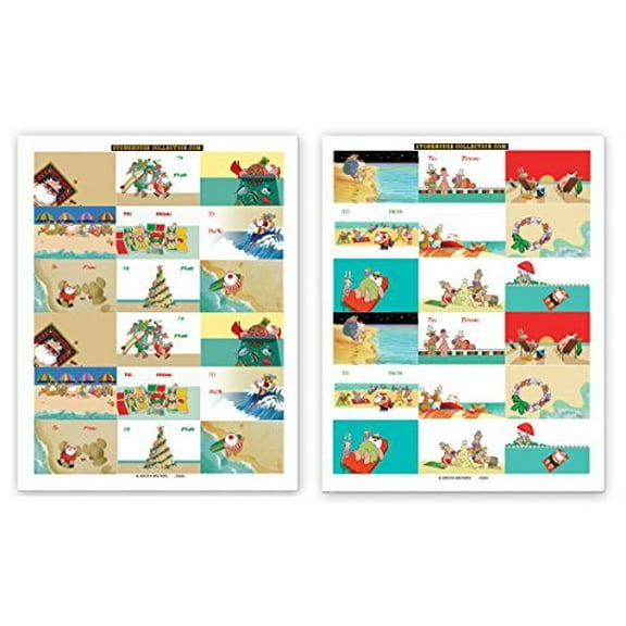 72 Beach Theme Gift Tag Stickers For Presents - Beach Assorted Christmas Stickers25101