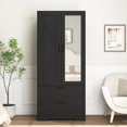 thumbnail image 1 of 72" Black Wardrobe Closet with Mirror Door & LED Light, 2-Door Freestanding Bedroom Armoire Cabinet with Hanging Rod, Drawers & Adjustable Shelves, Modern Storage Wardrobe for Apartment or Bedroom, 1 of 8