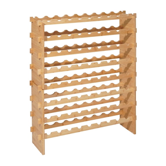 72 Bottle Modular Wine Rack, 8-Tier Freestanding, Anti-Wobble Shelves, Easy Assembly for Kitchen Cellar Bar, Natural
