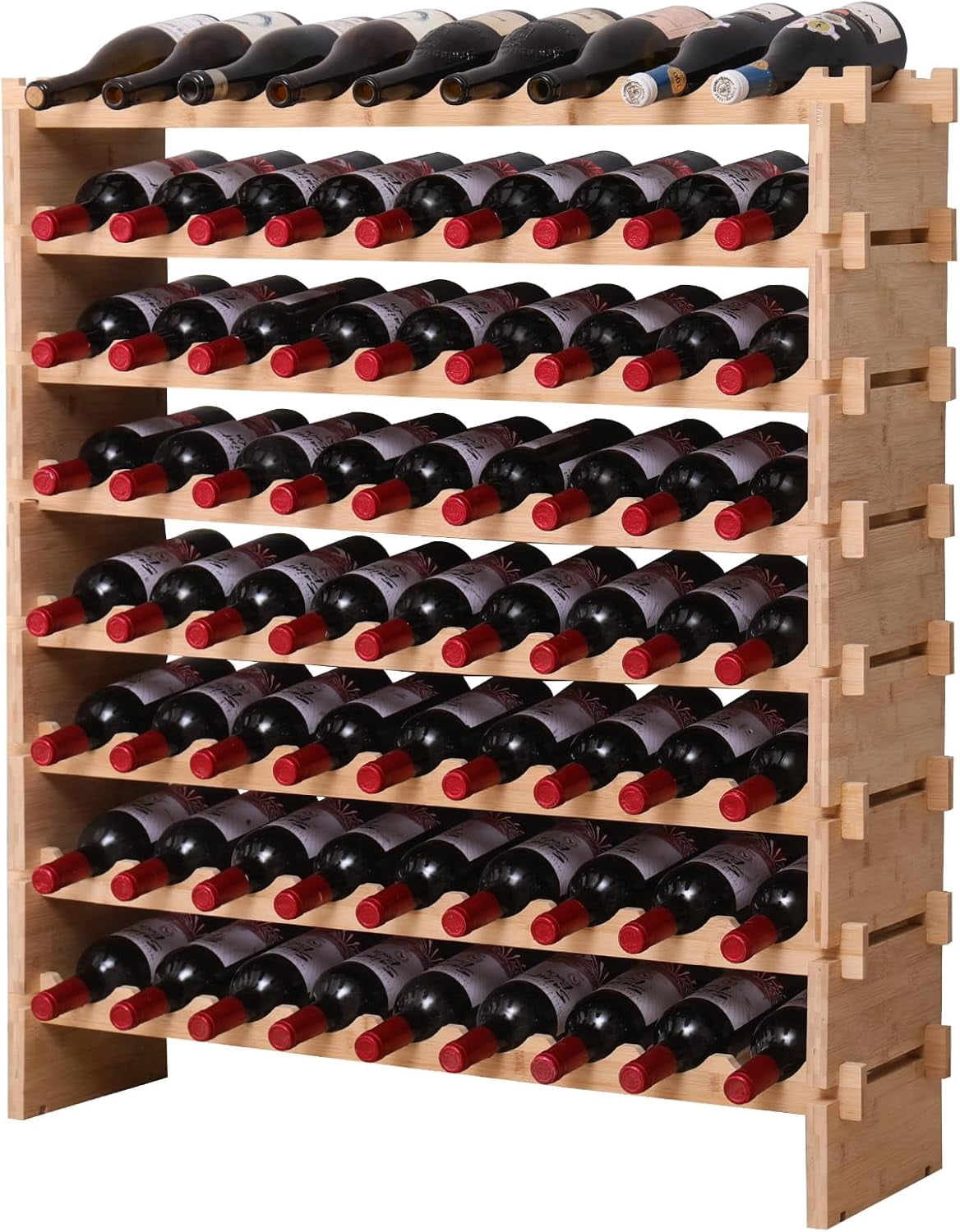 72 Bottle Stackable Storage Modular Wine Rack Cabinet Bamboo ...