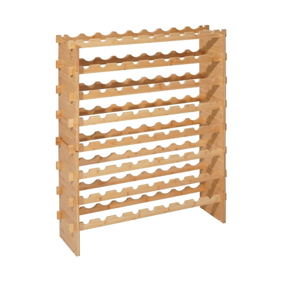 72 Bottle Wine Rack, Stackable Modular Wine Storage - 8 Tier Freestanding Wine Holder Display for Kitchen, Cellar, Bar - Natural Wood Finish