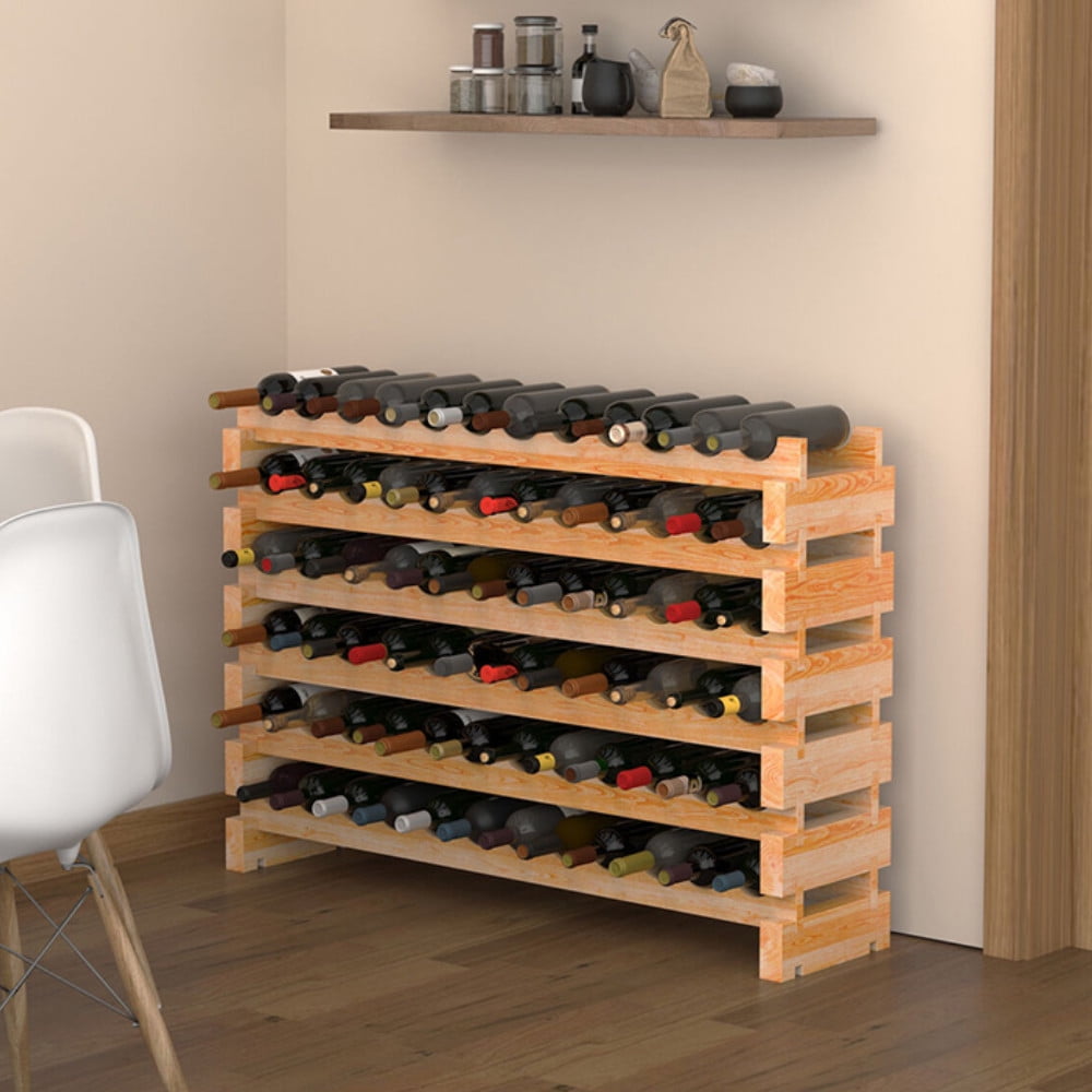 72 Bottles Holder Wine Rack Stackable Storage Solid Wood Display ...