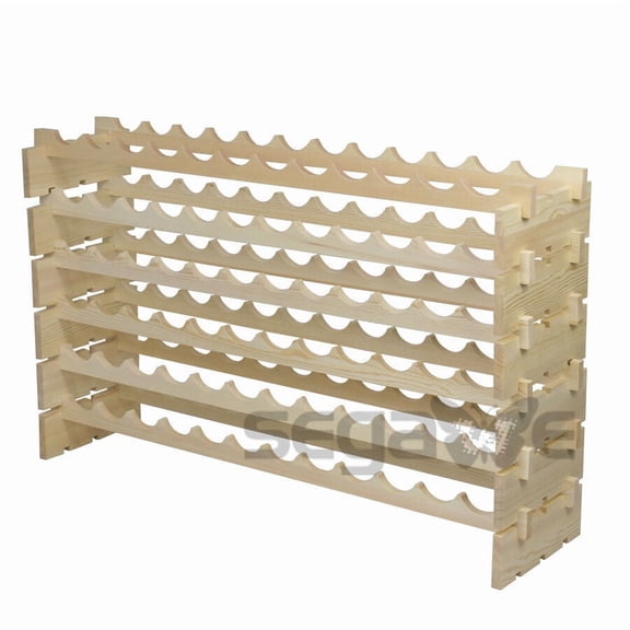 72 Bottles Stackable Modular Wine Rack, 6-Tier 72 Slots Floor Wine Storage Stand Wooden Wine Holder Display Shelves, Wobble-Free, Solid Wood, Floor Free Standing
