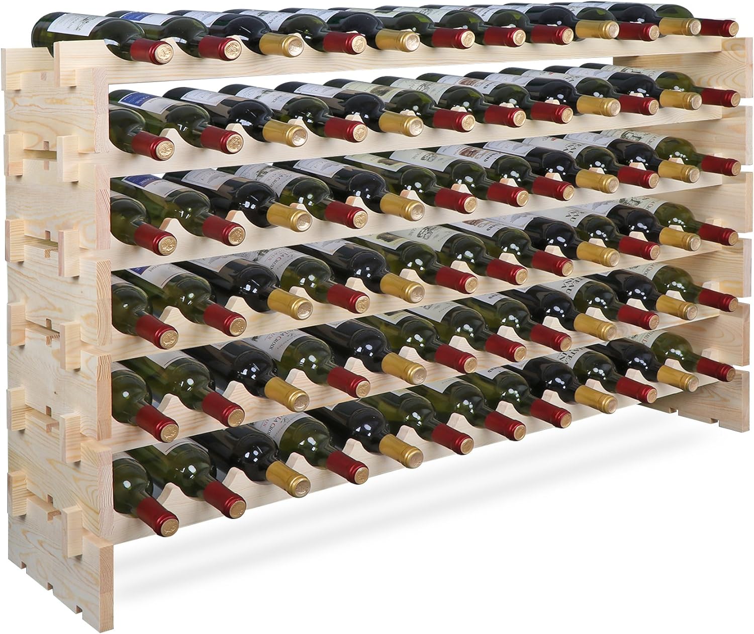 72 Bottles Stackable Modular Wine Rack, 6Tier 72 Slots Floor Wine