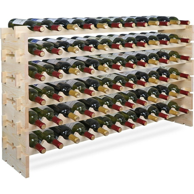 72 Bottles Stackable Modular Wine Rack, 6Tier 72 Slots Floor Wine