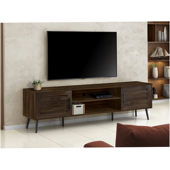 72" Brown Transitional TV Stand with Storage Cabinets for Living Room & Bedroom