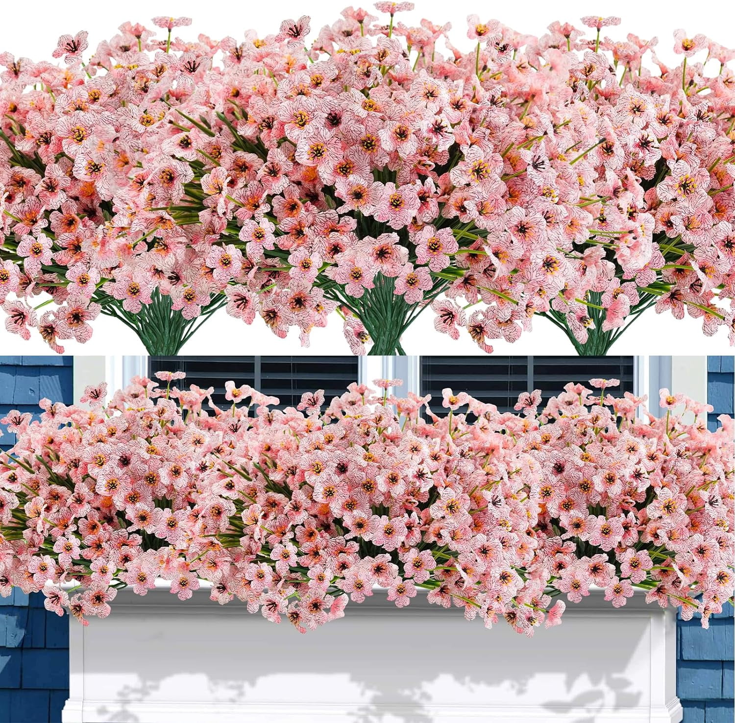 72 Bundles Artificial Flowers for Outdoors UV Resistant Fake Silk ...