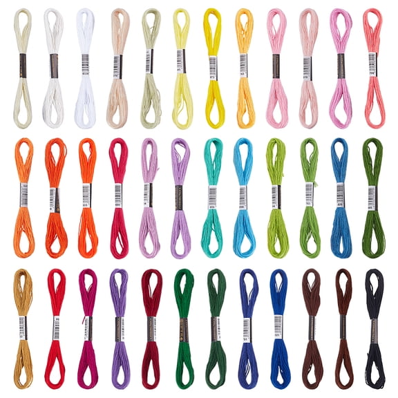 72 Bundles Polycotton Embroidery Floss Stitch Threads Mixed Color 1mm 8.75 Yards(8m)/bundle
