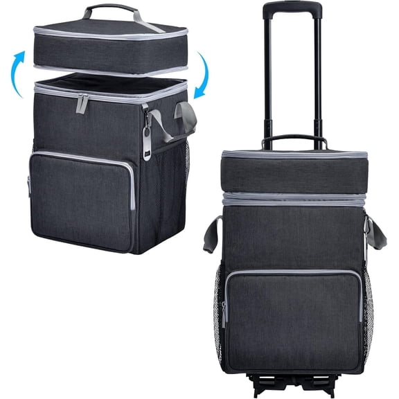 72-Can Large Rolling Cooler, Leakproof Insulated Soft Cooler Bag with Wheels and Handle Collapsible for Beach Camping Patio Travel Outdoor