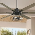 thumbnail image 1 of 72" Casa Vieja Industrial Indoor Ceiling Fan with LED 3-Light Remote Control Matte Black Oak Wood Cage Living Room Kitchen House, 1 of 8