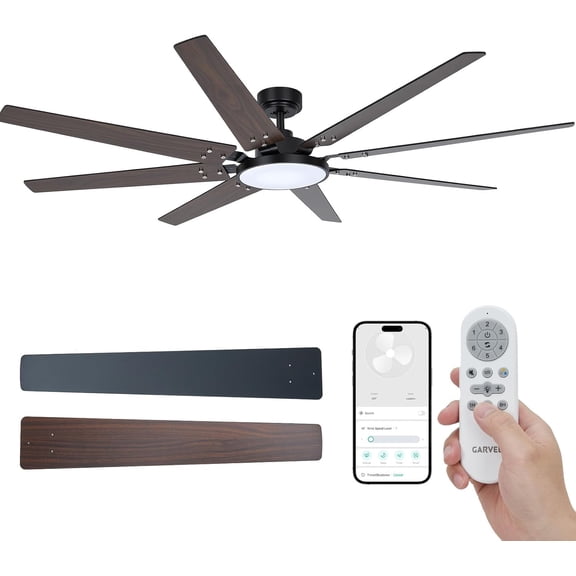72 In Ceiling Fans with Lights and Remote,8 Blade Smart Ceiling Fan with Lights App Control,Alexa and Voice Assistant,Adjustable Color Temperature,Brightness,Timer,Wind Speed,for Indoor,Outdoor