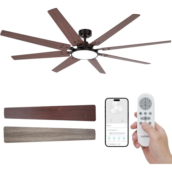 72 In Ceiling Fans with Lights and Remote,8 Blade Smart Ceiling Fan with Lights App Control,Alexa and Voice Assistant,Adjustable Color Temperature,Brightness,Timer,Wind Speed,for Indoor,Outdoor