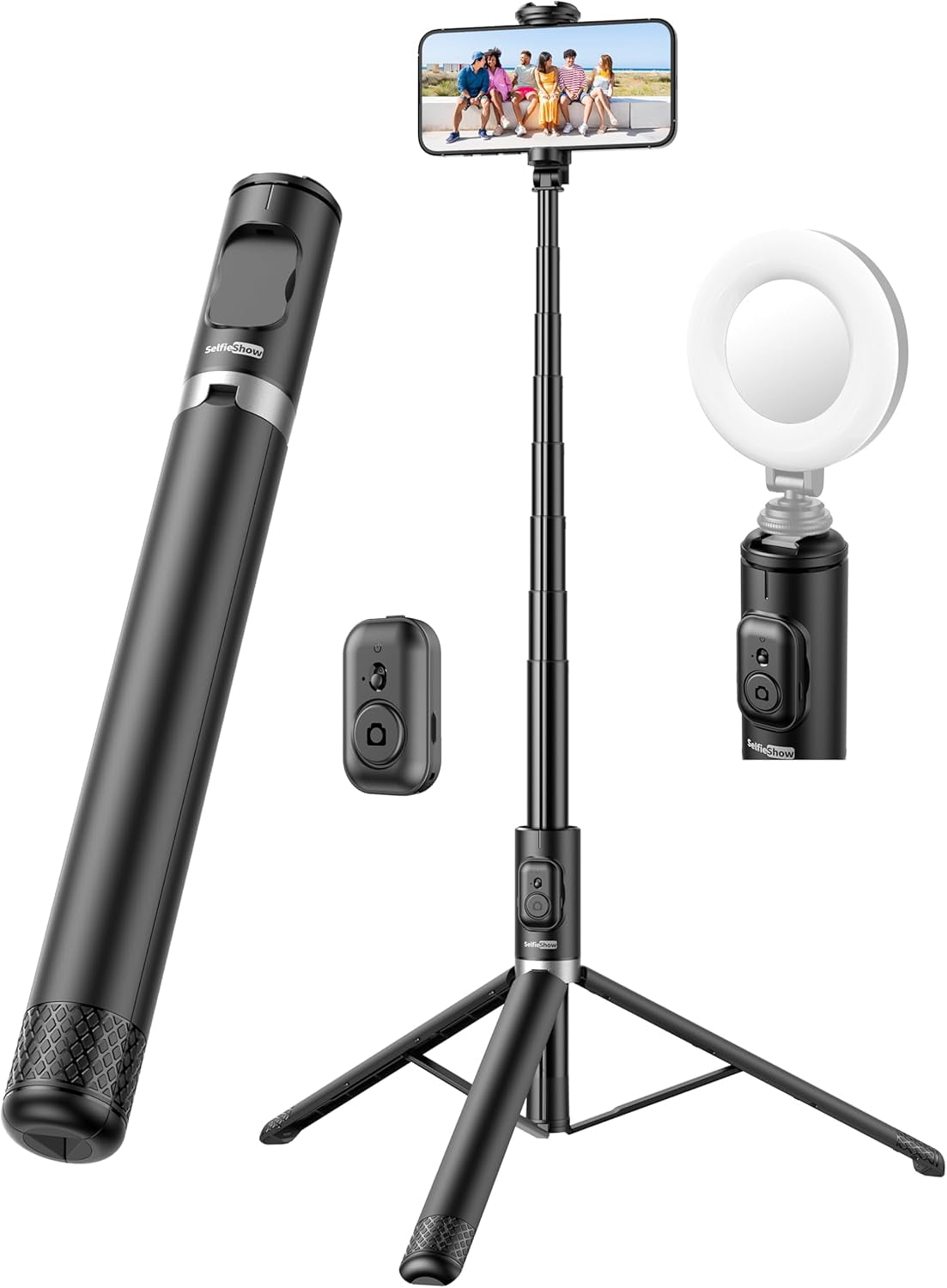 72" Cell Phone Selfie Stick Tripod, Aluminum Selfie Stick All-in-1 with Integrated Remote, Extendable Travel Smartphone Tripod Stand Compatible with iPhone 17/16/15/14/13/Android