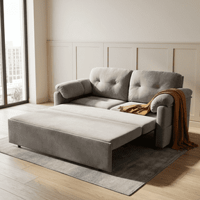 72" Chenille Fabric Sleeper Loveseat Couch, Pull-Out Couch Bed with Silent Casters, Convertible Loveseat Sofa Bed with Side Storage for Living Rooms, Studios, Grey