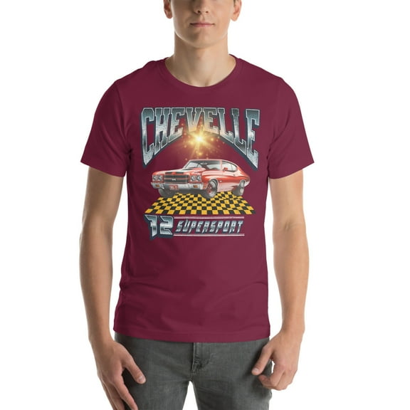 72 Chevelle SS Muscle Car | Vintage 70's Era Auto Shirt (Maroon, 3XL)