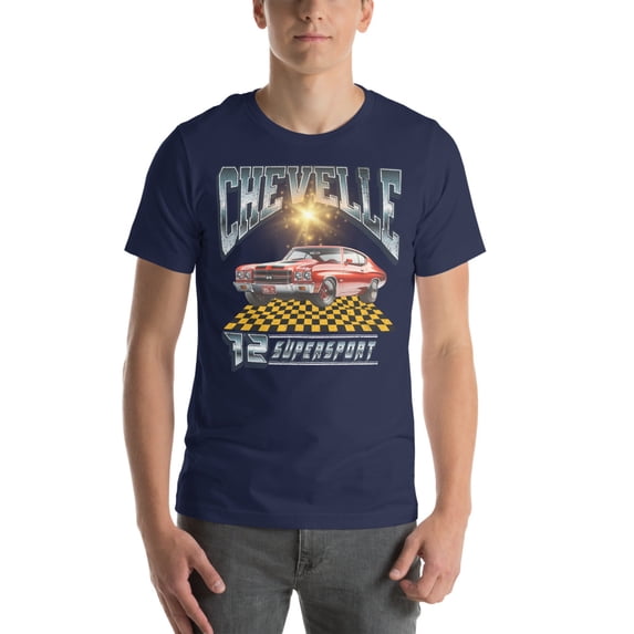 72 Chevelle SS Muscle Car | Vintage 70's Era Auto Shirt (Navy, 4XL)