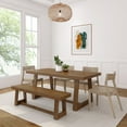 thumbnail image 1 of 72" Classic Solid Wood Dining Table Set with Bench, Pecan Wirebrush, + 4 Chairs Blonde, 1 of 11