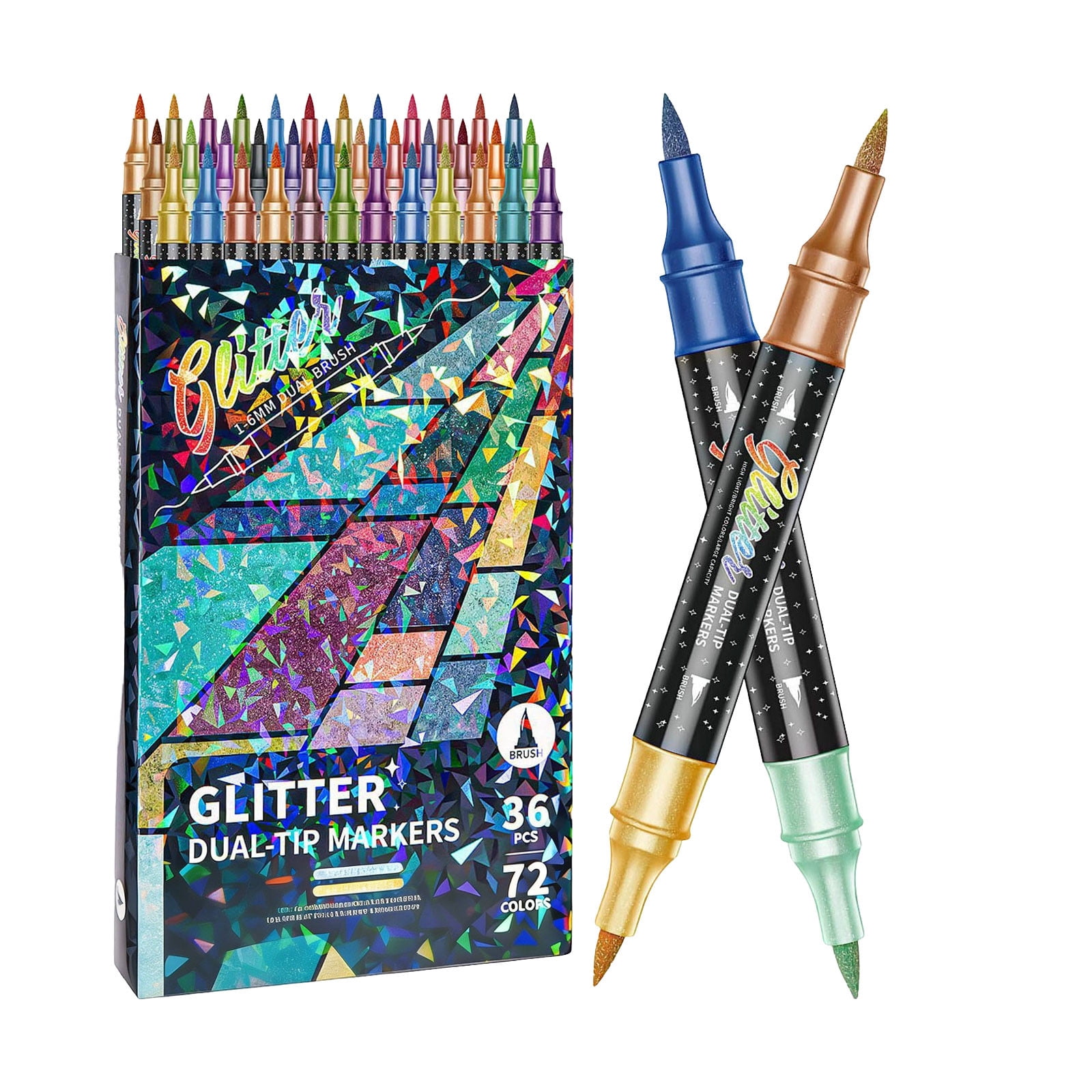 72 Color Dual Tip Glitter Marker Pens Set Metallic Markers For Card Making Diy Crafts Doodle Writing