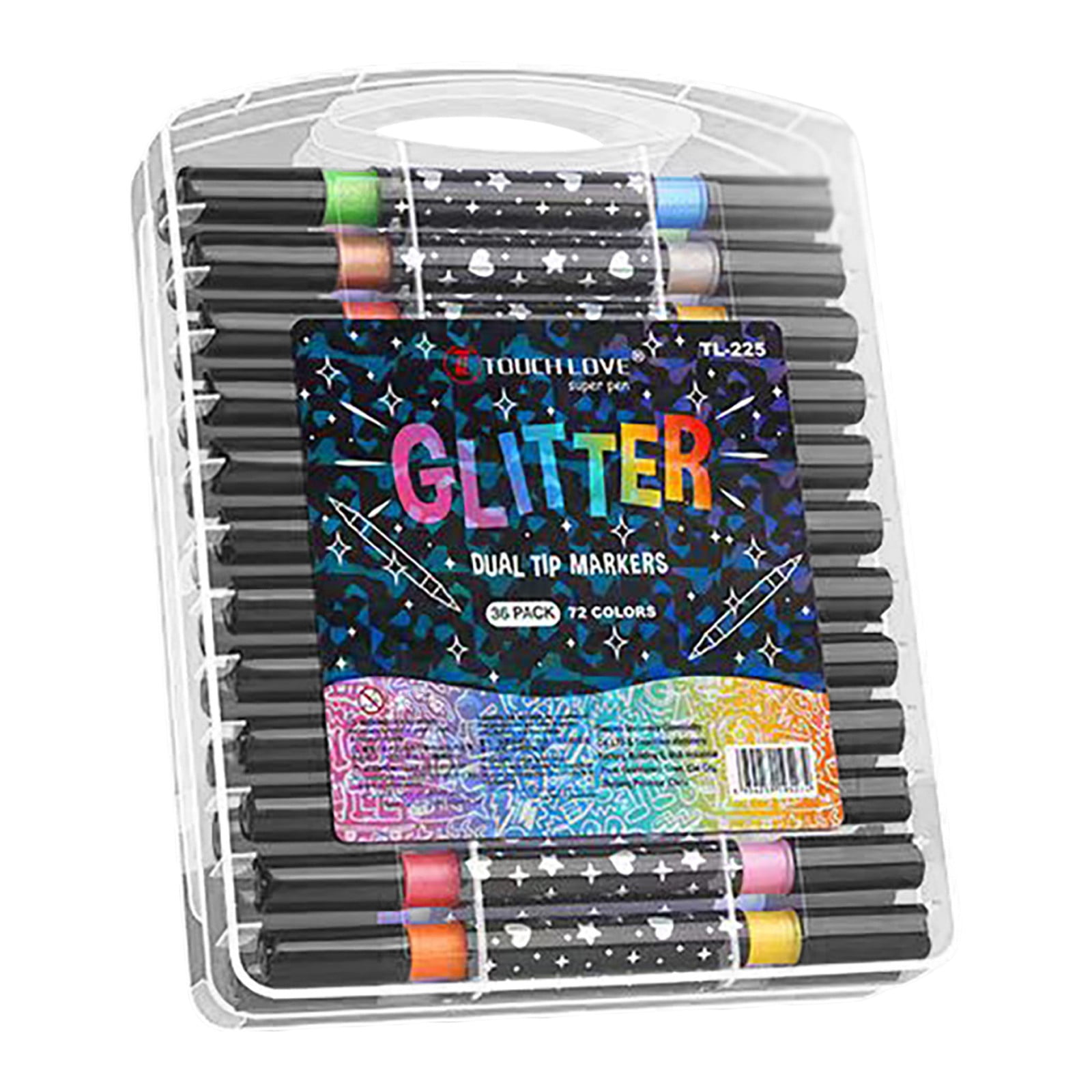 72-Color Glitter Markers, Dual Tip Glitter Paint Pens for Adult Coloring Books, Metallic Sparkle Gel Pens for DIY Crafts, Journals, Christmas Cards, 36 Premium Art Markers, Idea Gift