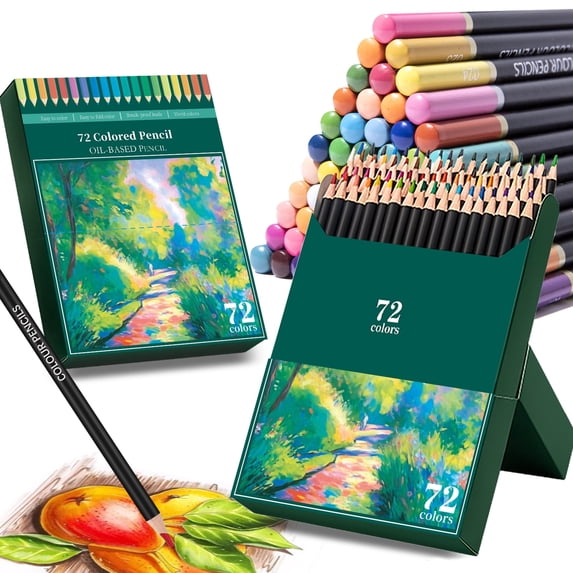 72 Colored Pencils,Professional Drawing Supplies for Adults, Artists, Coloring Oil Pencil for Art, Sketching, Drawing