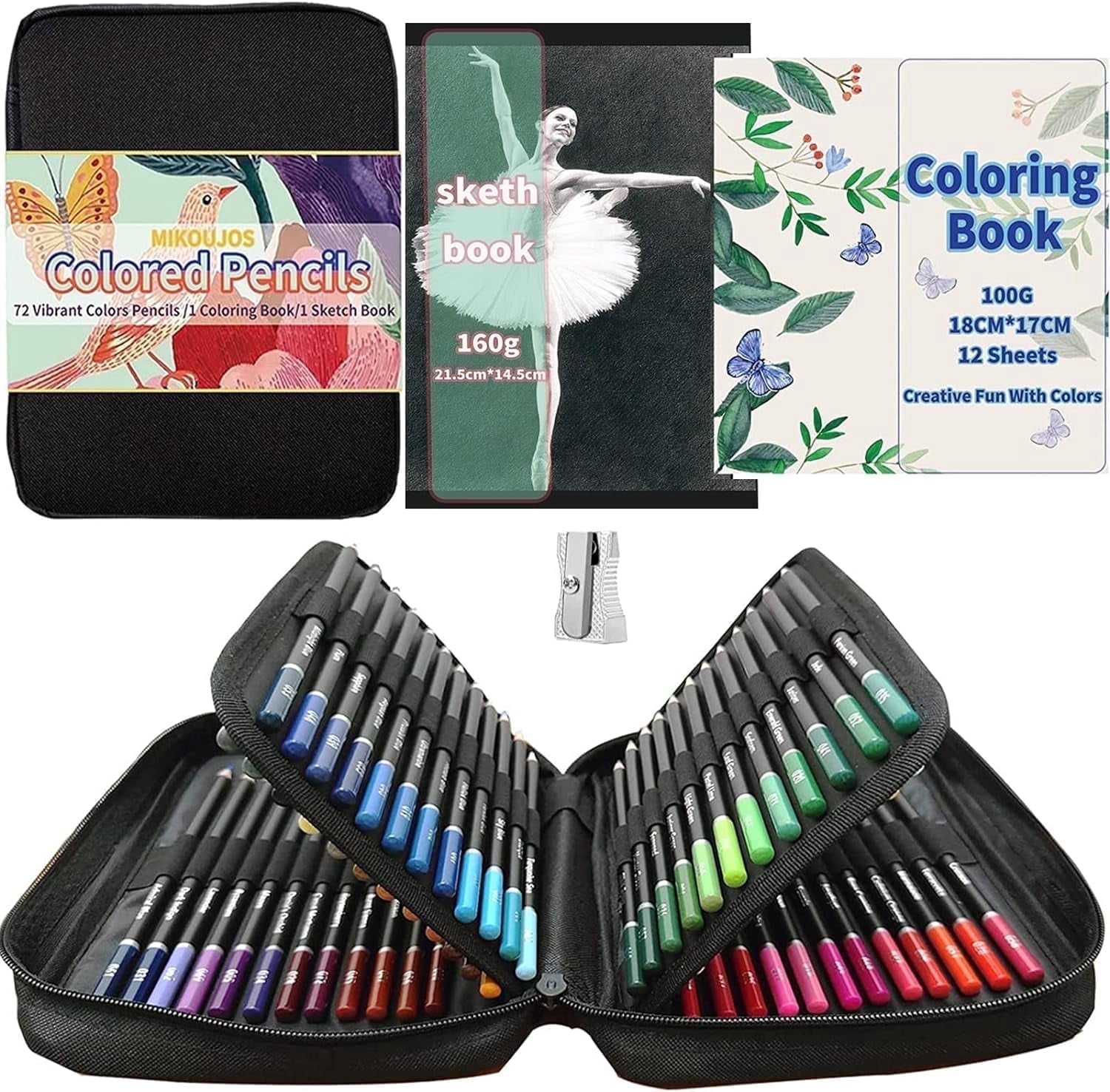 Mikoujos 72 Colored Pencils Set, Artist Kit|Soft Core, Oil Based w