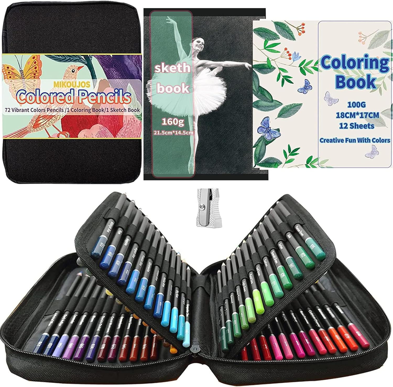 72 Colored Pencils Set,Artist Color Pencil Kit for Adult Coloring Drawing Sketching|Soft Core,MIKOUJOS Oil Based Coloured Pencil,Coloring Book,Sketchpad,Art Supplies