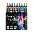 thumbnail image 1 of 72 Colors Acrylic Paint Markers, Dual Tip Drawing Marker Pen for Rock Painting, Ceramic, Wood, Plastic, Calligraphy, Scrapbooking, Brush Lettering, Card Making, DIY Crafts, 36 Pack, 6.69x5.78", 1 of 9
