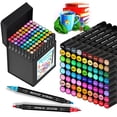 thumbnail image 1 of 72 Colors Artist Alcohol Markers Dual Tip Art Markers Twin Sketch Markers Pens Permanent Alcohol Based Markers with Case for Adult Kids Coloring Drawing Sketching Card Making Illustration, 1 of 10