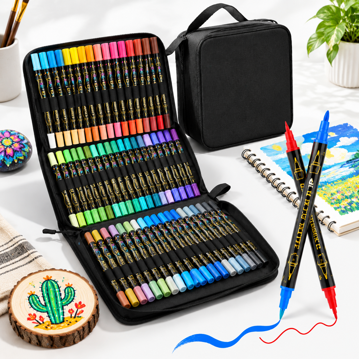 72 Colors Dual Tip Paint Markers for Multi-Surface Art and Crafts ...