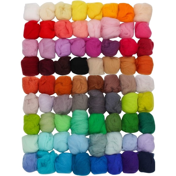 72 Colors Fibre Wool Yarn Roving for Needle Felting Hand Spinning DIY Craft Materials