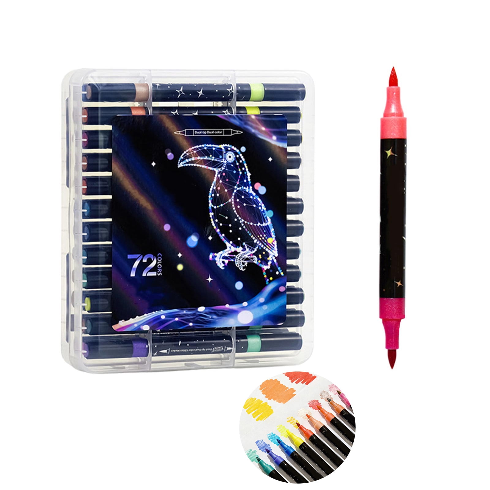 72 Colors Shimmer Acrylic Paint Markers, Dual-Tip with Brush Tip Pens for Stone, Wood, Calligraphy, Canvas, Ceramic, Metal, Glass, Rock Painting, and DIY Crafts