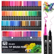 72 Colours Colouring Pens, Dual Tip Washable Marker Pens for Adult Colouring Drawing Sketching Calligraphy