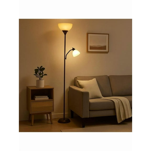 72" Combination Floor Lamp With 100W Main Light And 60W Reading Light – Adjustable Gooseneck And Modern Design (Bulbs Not Included)
