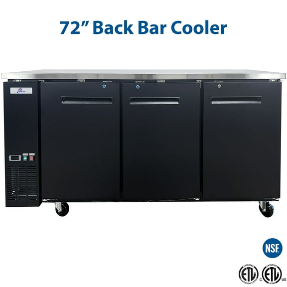 72" Commercial Back Bar Cooler,20Cu.Ft Triple-Door Beverage Refrigerator with LED Lighting & Auto Defrost