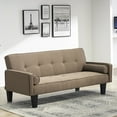 thumbnail image 1 of 72" Convertible Sofa Bed With 2 Pillows Button Tufted Solid Wood Frame 3-level Adjustable Modern Sofa For Living Room, 1 of 9