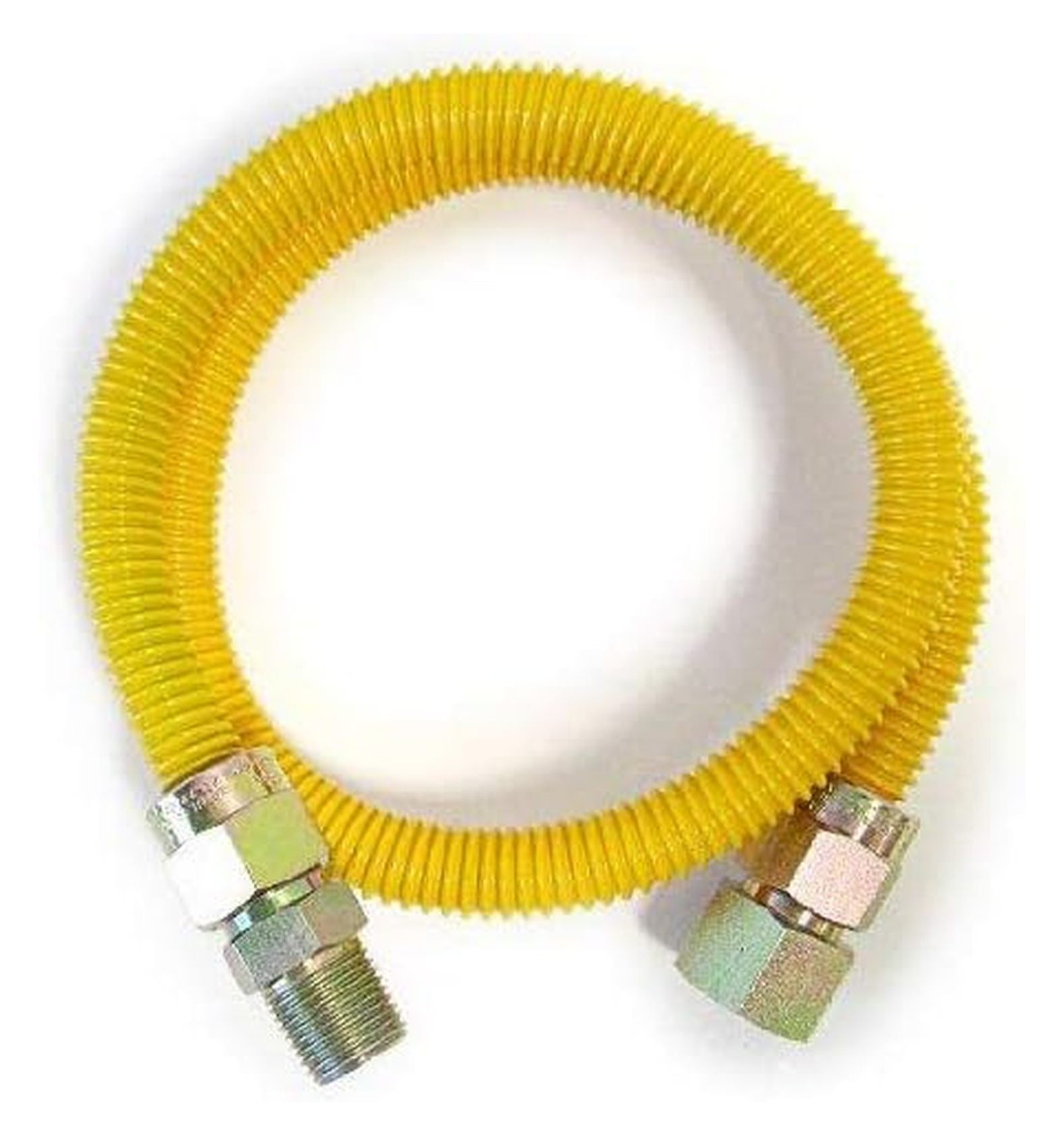 72" Corrugated Stainless Steel Yellow Epoxy Coated Gas Flexible Supply Connector Line For Appliance,Water Heater,Boilers,Fryers,Stoves with 3/8" FIP or 1/2" MIP x 1/2" FIP (Pack of 1)
