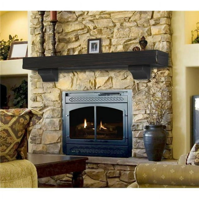 72" Cottage Grey Pine Wood Mantel Shelf