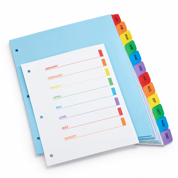 72 Count 12-Month Binder Dividers, 6 Sets Jan-Dec Tabs for Standard 3-Ring Binders