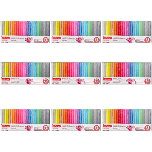 Craft Smart 72 Count (648 Total) Assorted Wax-Based Modeling Clay Set - Non-Toxic, Reusable Clay for Modeling, Projects, Displays - Bulk 9 Pack