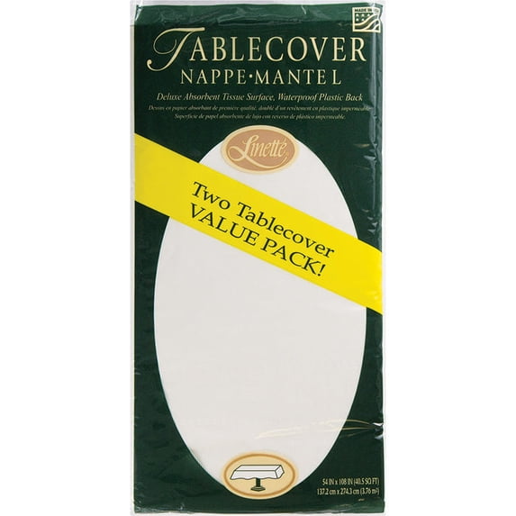 72/Case Bulk White Linette Paper Table Covers 54" x 108"