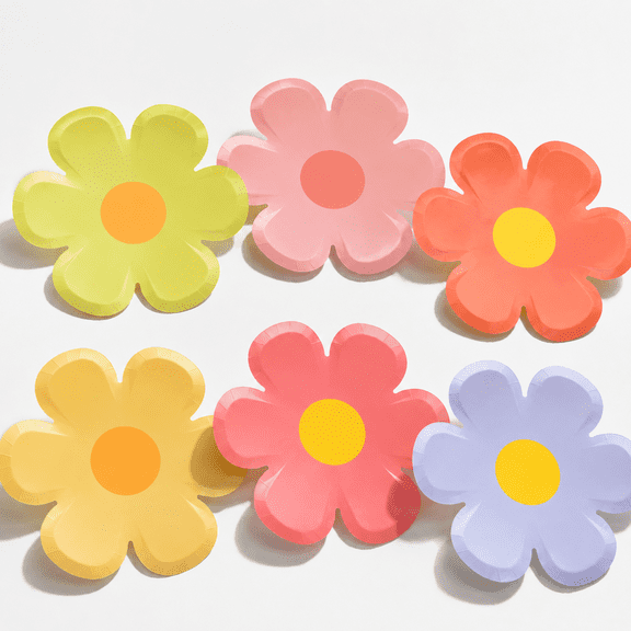 72 Count Flower Shaped Disposable Paper Plates, 8 Inch Diameter