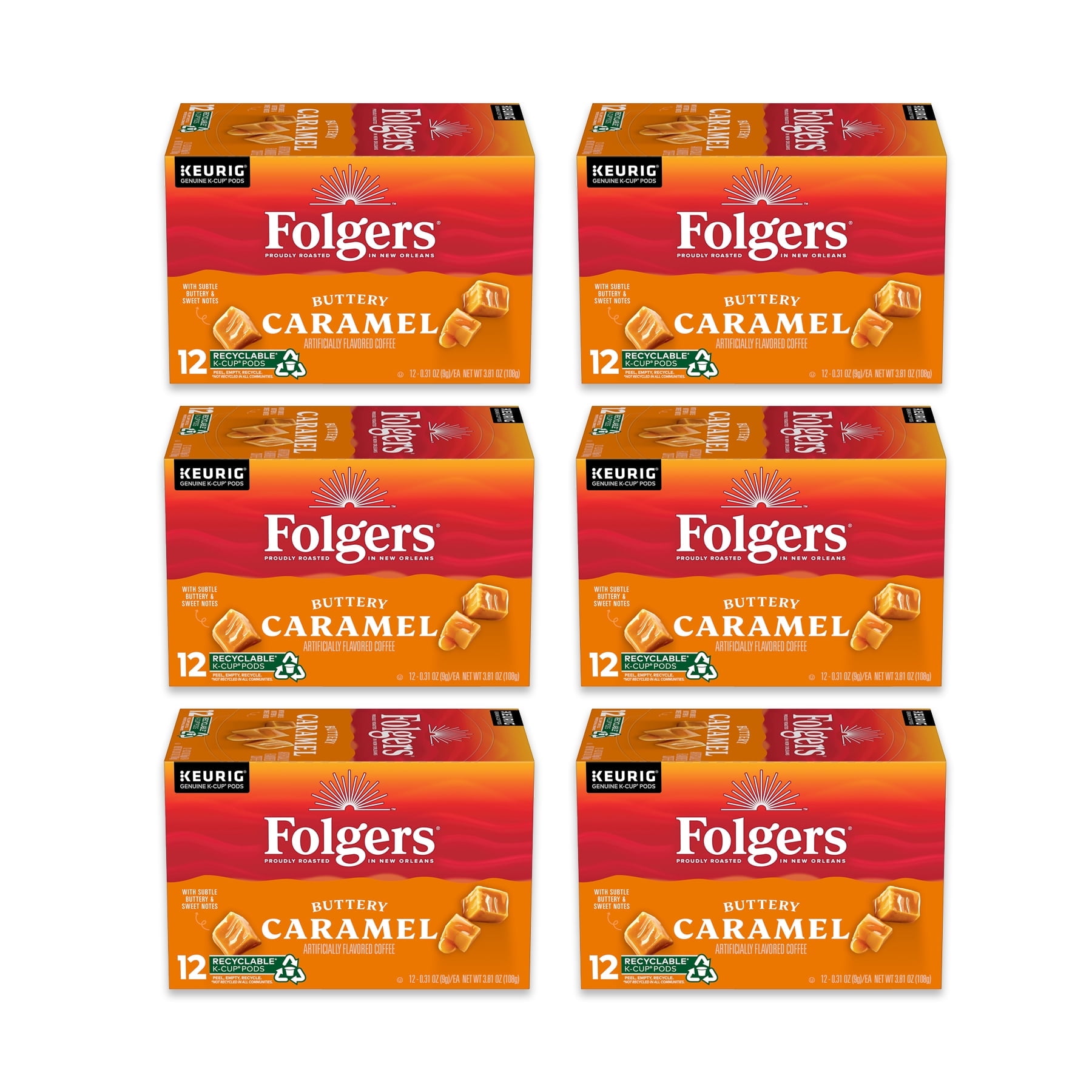 (72 Count) Folgers Buttery Caramel Artificially Flavored, K-Cup Coffee Pods