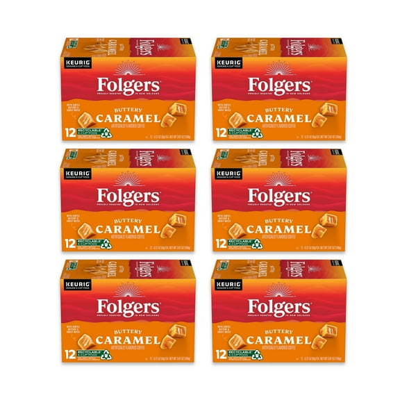 (72 Count) Folgers Buttery Caramel Artificially Flavored, K-Cup Coffee Pods
