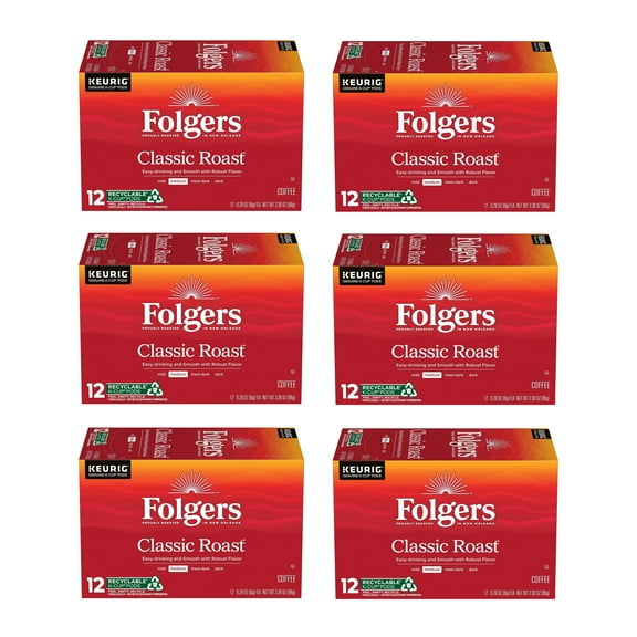 (72 Count) Folgers Classic Roast, Medium Roast, K-Cup Coffee Pods