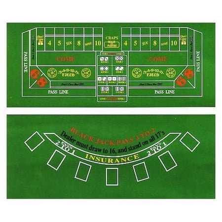 72-Inch Craps & Blackjack Casino Felt Layout – Game Table Cloth for Parties & Events