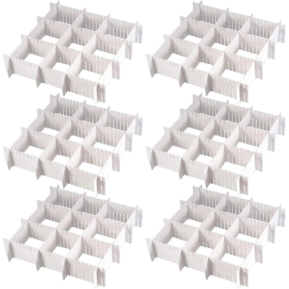 72- DIY Grid Drawer Organizer, 12.6 Inch Adjustable Drawer Dividers for Sock, Underwear, Scarf, White