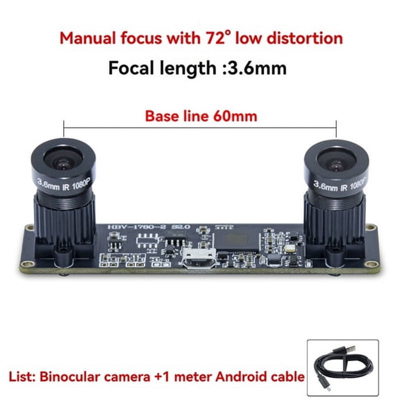 72 Degree Camera Module OV9732 1MP 3.6mm Dual Camera Module Manual Focus for WinXP/7/8/10 Linux/Android