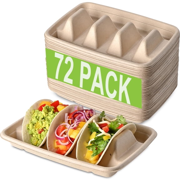 72 Disposable Plates - Taco Holder & Fiesta Tray Set For Parties  Nights Tuesdays