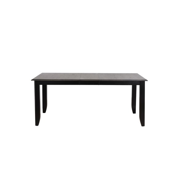 72" Distressed Black and Gray Rectangular Wooden Extendable Dining Table
