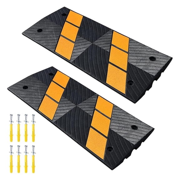 72" Driveway Curb Ramps, Heavy Duty Rubber Bridge Curbside Threshold Ramp w/Bolts for Car, Truck, Scooter, Wheelchair Mobility(36" x2Packs) LXKJ